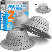Load image into Gallery viewer, zaa Bathtub Drain Hair Catcher, 2 Pack Silicone Collapsible Bathtub Drain Cover Hair Catcher & Protector for Pop-Up & Regular Drains of Shower, Bathtub, Tub, Bathroom, Sink