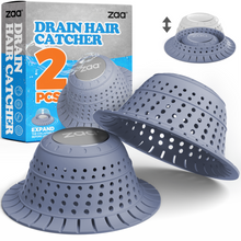 Load image into Gallery viewer, zaa Bathtub Drain Hair Catcher, 2 Pack Silicone Collapsible Bathtub Drain Cover Hair Catcher & Protector for Pop-Up & Regular Drains of Shower, Bathtub, Tub, Bathroom, Sink