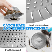 Load image into Gallery viewer, zaa 5 Pcs Bathtub&Shower Drain Hair Catcher, 2 Pack Silicone Collapsible Drain Protector with 3 Drain Clog Remover,for Pop-Up and Regular Drains of Tub, Shower, Bathroom