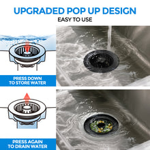 Load image into Gallery viewer, Sink Drain Strainer - Brushed Black Kitchen Sink Stopper, 3 in 1 Stainless Steel Pop-Up Drain Plug with Anti-Clog Basket, Matte Black Cover Fits Standard 3-1/2" Kitchen Sink Drains