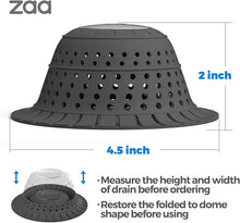 Load image into Gallery viewer, zaa Bathtub Drain Hair Catcher, 2 Pack Silicone Collapsible Bathtub Drain Cover Hair Catcher & Protector for Pop-Up & Regular Drains of Shower, Bathtub, Tub, Bathroom, Sink, Black Black
