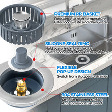 Load image into Gallery viewer, zaa Upgraded 3in1 Kitchen Sink Drain Strainer and Sink Stopper, Stainless Steel Kitchen Drain Plug & Cover with Anti-Clogging Basket Strainer, Fit US Standard 3-1/2'' Sink Drain Hole, Silver
