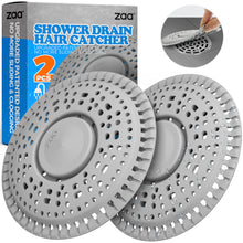 Load image into Gallery viewer, zaa Shower Drain Hair Catcher, 2 Pack Premium Silicone Drain Protector & Shower Drain Cover for Regular Drains of Shower Room, Bathroom, Sink, Gray
