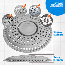 Load image into Gallery viewer, zaa Shower Drain Hair Catcher, 2 Pack Premium Silicone Drain Protector & Shower Drain Cover for Regular Drains of Shower Room, Bathroom, Sink, Gray