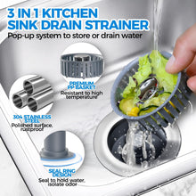 Load image into Gallery viewer, zaa Kitchen Sink Drain Strainer - Kitchen Sink Stopper, Stainless Steel Kitchen Drain Plug & Cover with Anti-Clogging Basket Strainer, Fit US Standard 3-1/2'' Sink Drain Hole, Silver