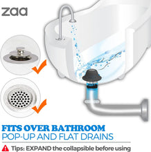 Load image into Gallery viewer, zaa Bathtub Drain Hair Catcher, Silicone Collapsible 1 Pack Drain Protector for Pop-Up and Regular Drains of Shower,Tub, Bathroom, Sink, Charcoal Black