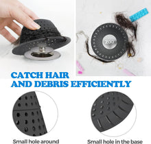 Load image into Gallery viewer, zaa Bathtub Drain Hair Catcher, Silicone Collapsible 1 Pack Drain Protector for Pop-Up and Regular Drains of Shower,Tub, Bathroom, Sink, Charcoal Black