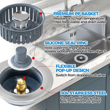 Load image into Gallery viewer, zaa Kitchen Sink Drain Strainer - Kitchen Sink Stopper, Stainless Steel Kitchen Drain Plug & Cover with Anti-Clogging Basket Strainer, Fit US Standard 3-1/2'' Sink Drain Hole, Silver