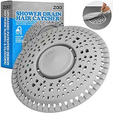 Load image into Gallery viewer, zaa Shower Drain Hair Catcher, Premium Silicone Drain Protector & Shower Drain Cover for Regular Drains of Shower Room, Bathroom, Sink, Gray