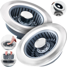 Load image into Gallery viewer, Zaa Upgraded 2Pack 3in1 Kitchen Sink Drain Strainer & Sink Stopper, Stainless Steel Kitchen Drain Plug & Cover with Anti-Clogging Basket Strainer, Fit US Standard 3-1/2'' Sink Drain Hole, Silver