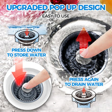 Load image into Gallery viewer, Zaa Upgraded 2Pack 3in1 Kitchen Sink Drain Strainer & Sink Stopper, Stainless Steel Kitchen Drain Plug & Cover with Anti-Clogging Basket Strainer, Fit US Standard 3-1/2'' Sink Drain Hole, Silver
