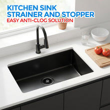 Load image into Gallery viewer, Sink Drain Strainer - Brushed Black Kitchen Sink Stopper, 3 in 1 Stainless Steel Pop-Up Drain Plug with Anti-Clog Basket, Matte Black Cover Fits Standard 3-1/2" Kitchen Sink Drains
