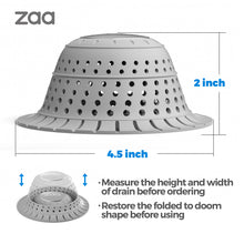 Load image into Gallery viewer, zaa Bathtub Drain Hair Catcher, Silicone Collapsible 1 Pack Drain Protector for Pop-Up and Regular Drains of Shower, Bathtub, Tub, Bathroom, Sink
