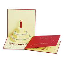 Load image into Gallery viewer, Birthday Cards with Music and Lights, 3D Pop Up Musical Light Up Happy Birthday Cake Greeting Card for Mom Wife Husband Him Her (3D Birthday Cake with Music, Pack of 1)
