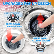 Load image into Gallery viewer, zaa Upgraded 3in1 Kitchen Sink Drain Strainer and Sink Stopper, Stainless Steel Kitchen Drain Plug &amp; Cover with Anti-Clogging Basket Strainer, Fit US Standard 3-1/2'' Sink Drain Hole, Silver
