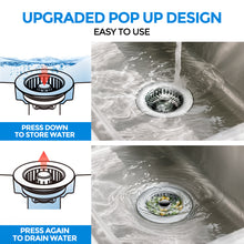 Load image into Gallery viewer, zaa Upgraded 3in1 Kitchen Sink Drain Strainer &amp; Sink Stopper, 304 Stainless Steel Sink Drain Basket &amp; Sink Protector for Kitchen with Anti-Clog Filter, Fit US Standard 3-1/2&#39;&#39; Sink Drain Hole, Silver
