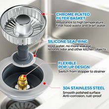 Load image into Gallery viewer, zaa Upgraded 3in1 Kitchen Sink Drain Strainer &amp; Sink Stopper, 304 Stainless Steel Sink Drain Basket &amp; Sink Protector for Kitchen with Anti-Clog Filter, Fit US Standard 3-1/2&#39;&#39; Sink Drain Hole, Silver
