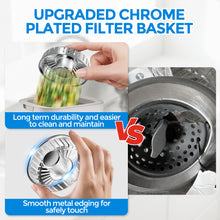 Load image into Gallery viewer, zaa Upgraded 3in1 Kitchen Sink Drain Strainer &amp; Sink Stopper, 304 Stainless Steel Sink Drain Basket &amp; Sink Protector for Kitchen with Anti-Clog Filter, Fit US Standard 3-1/2&#39;&#39; Sink Drain Hole, Silver

